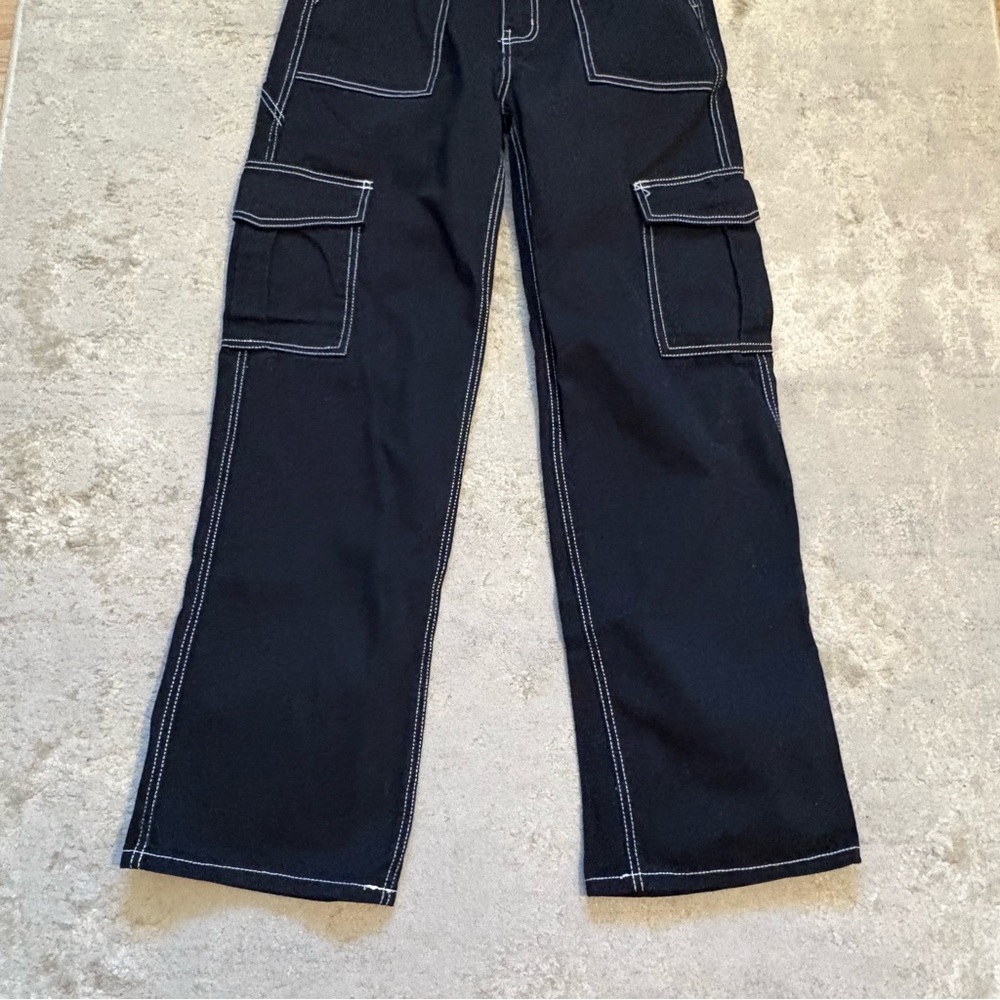 Ardene Cargo Utility Denim Wide Leg High Waist 90s Skater Jeans Size Small - Picture 6 of 14